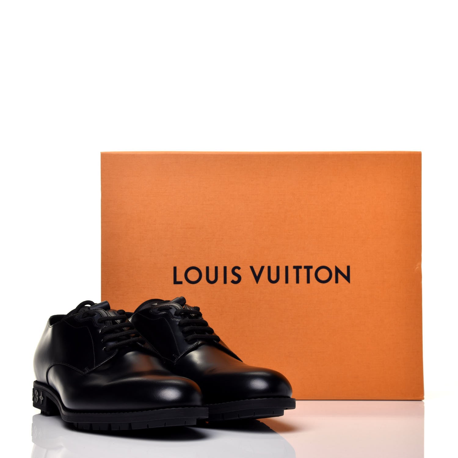 Louis Vuitton Calfskin Mens Derby LV Harness Shoes 9 Black 9 of 9
