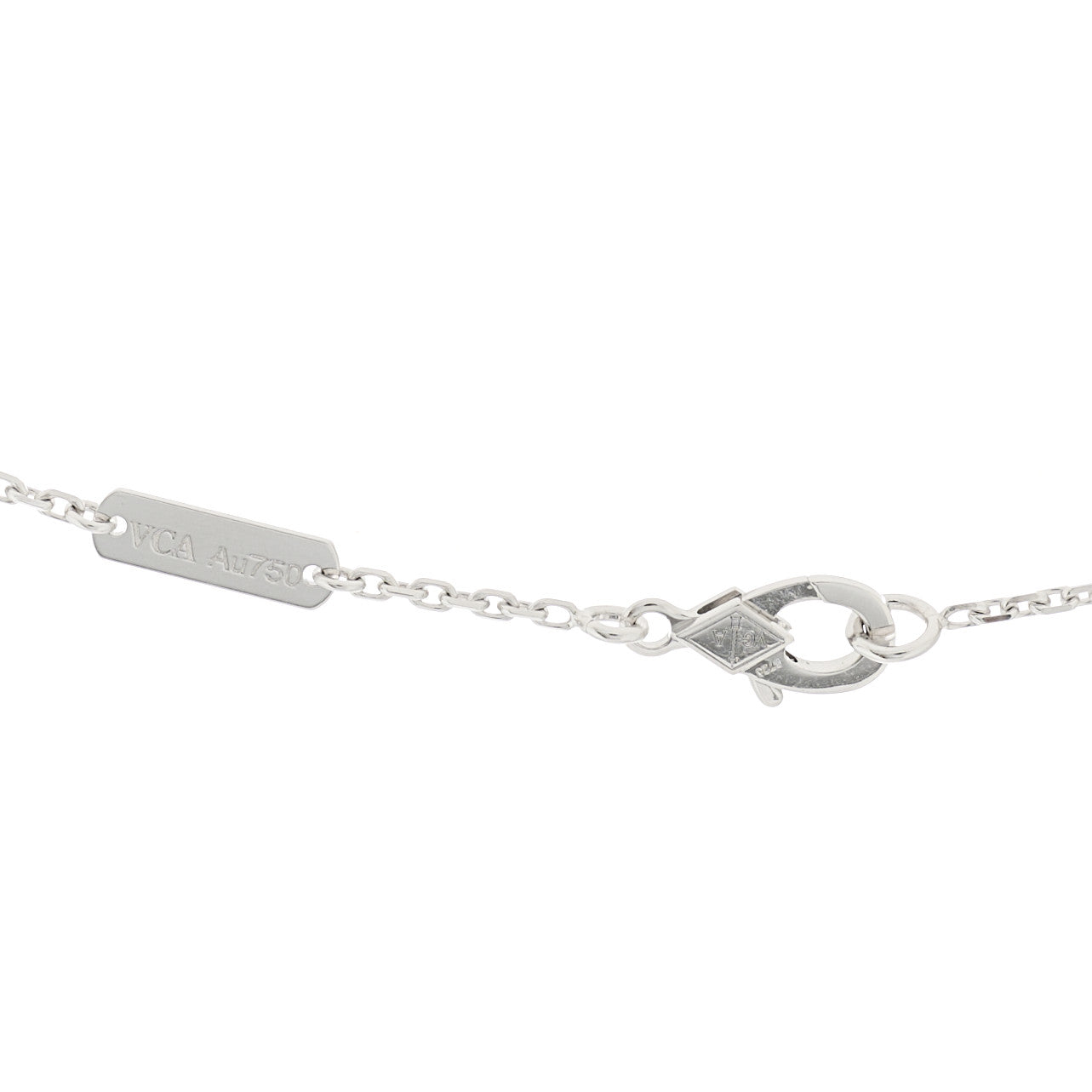 18K White Gold Chalcedony Vintage Alhambra Pendant Necklace