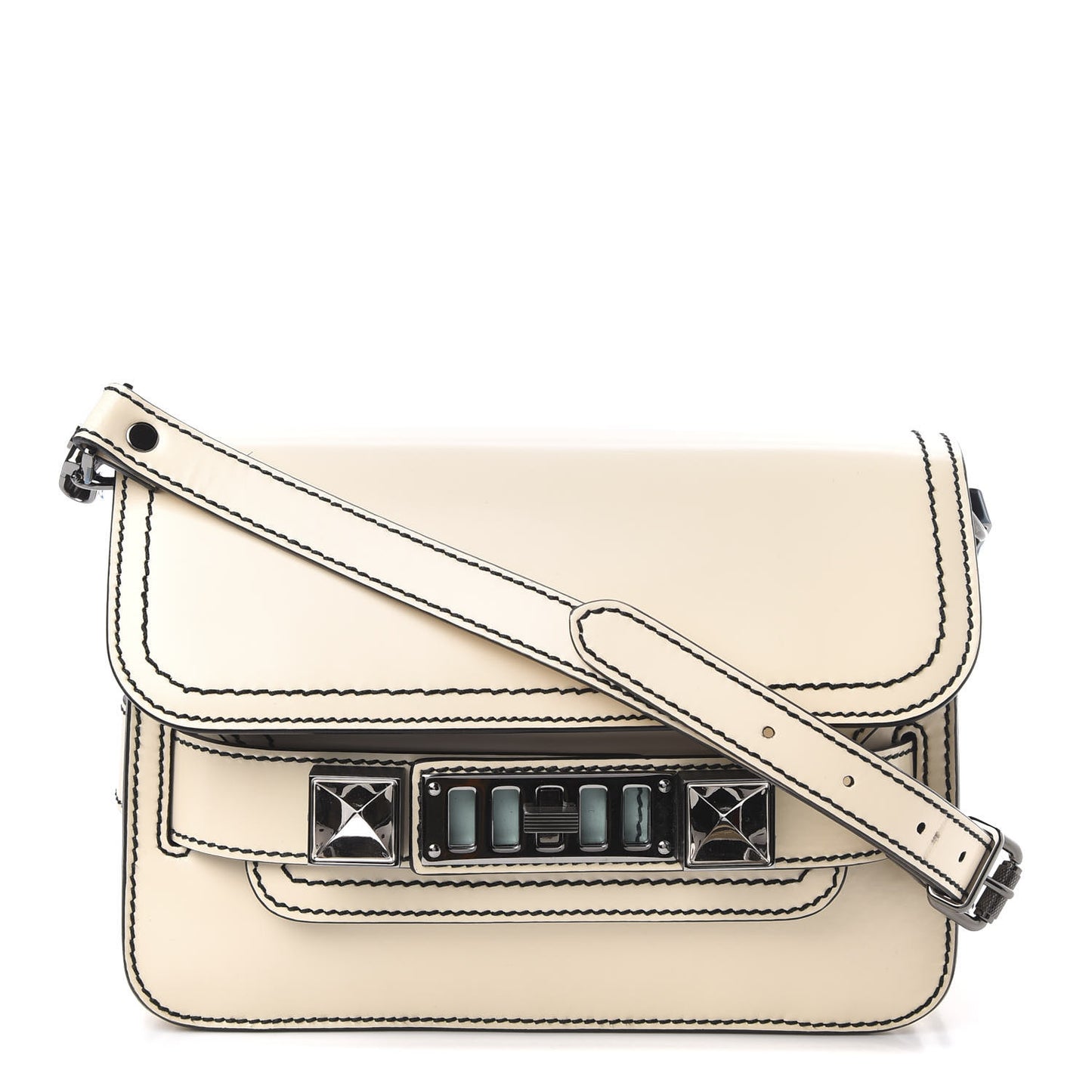 Spazzolato Mini PS11 Classic Shoulder Bag Ecru Black