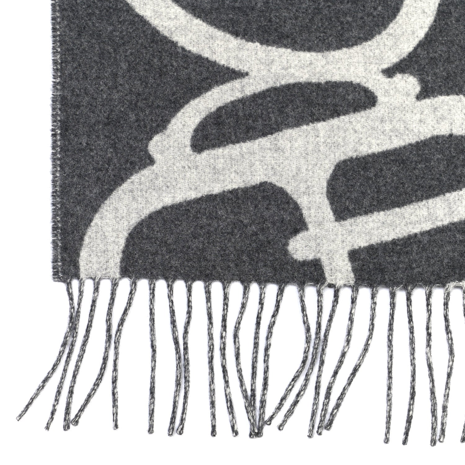 Hermes Cashmere Boucles et Camails Muffler Anthracite Gris Clair 3 of 4