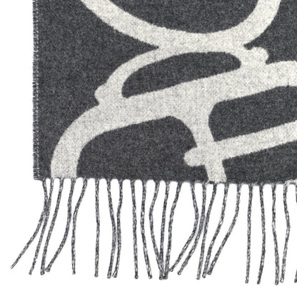 Hermes Cashmere Boucles et Camails Muffler Anthracite Gris Clair 3 of 4