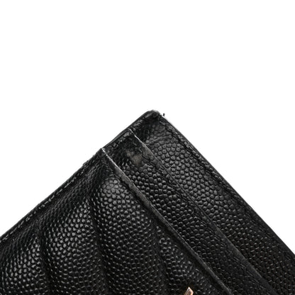 Saint Laurent Grain De Poudre Matelasse Chevron Monogram Credit Card Case Black 10 of 10