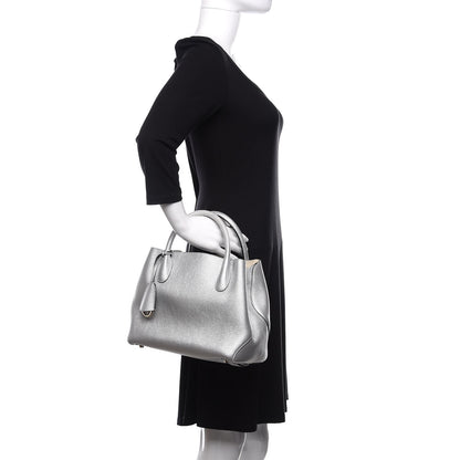 Christian Dior Metallic Supple Grained Calfskin Medium Open Bar Tote Silver 3 of 11