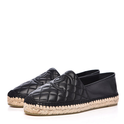 Chanel Lambskin Quilted CC Espadrilles 38 Black 3 of 10