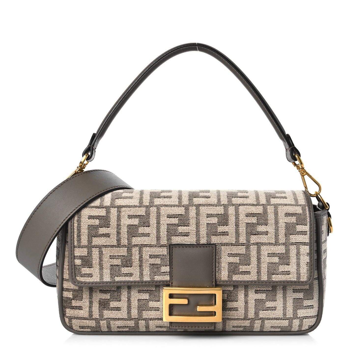 Chenille FF Embroidered Baguette Antracite Asfalto