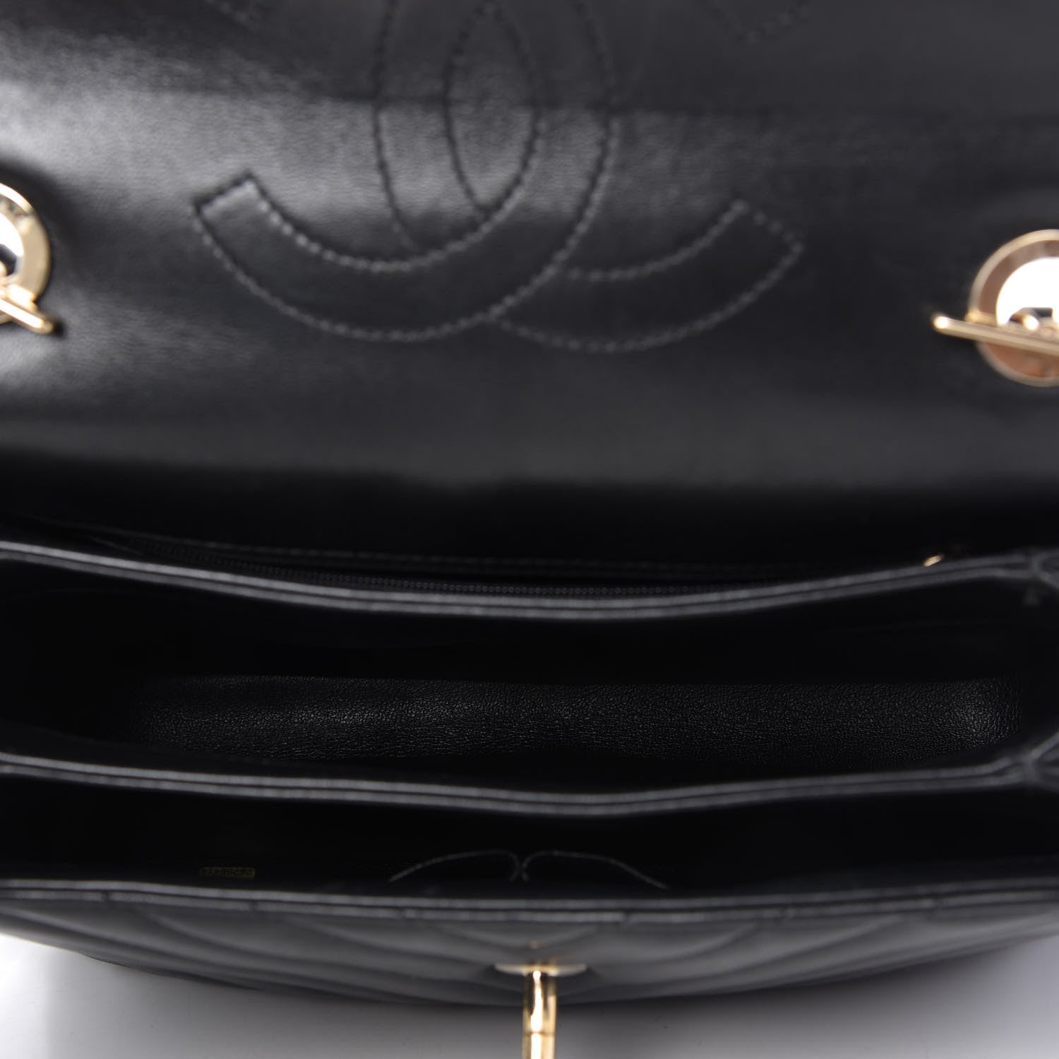 Chanel Lambskin Chevron Quilted Small Trendy CC Dual Handle Flap Bag Black 5 of 12
