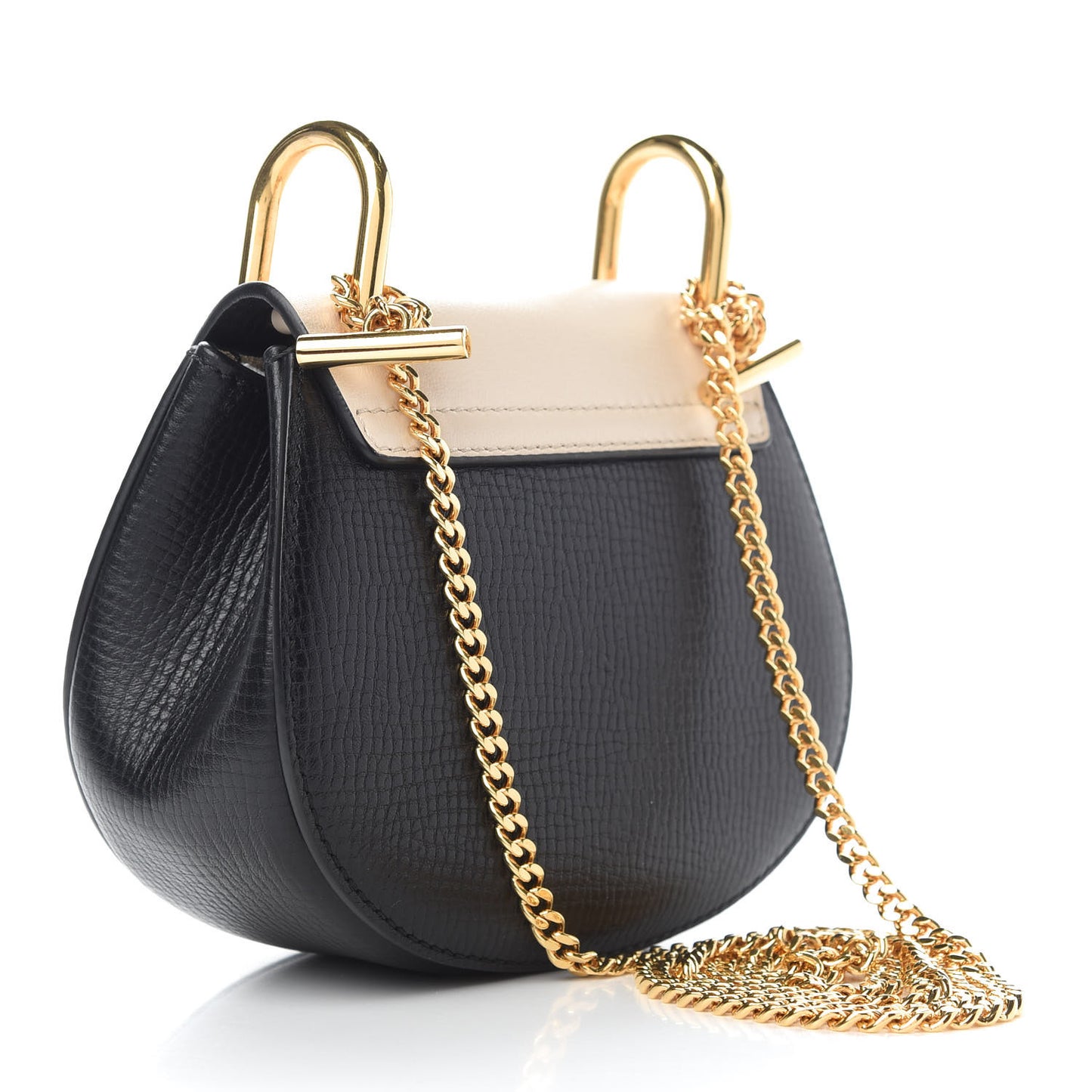 Textured Calfskin Lambskin Nano Drew Shoulder Bag Black