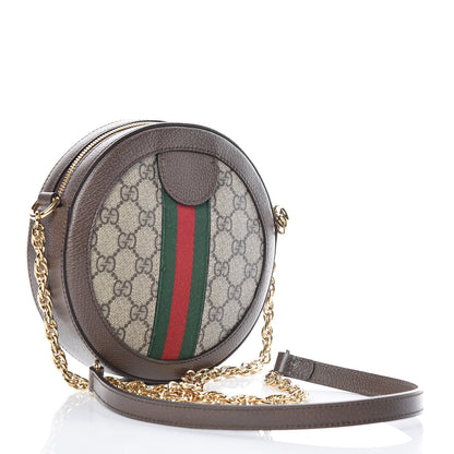 Gucci GG Supreme Monogram Web Mini Ophidia Round Shoulder Bag Brown 3 of 7