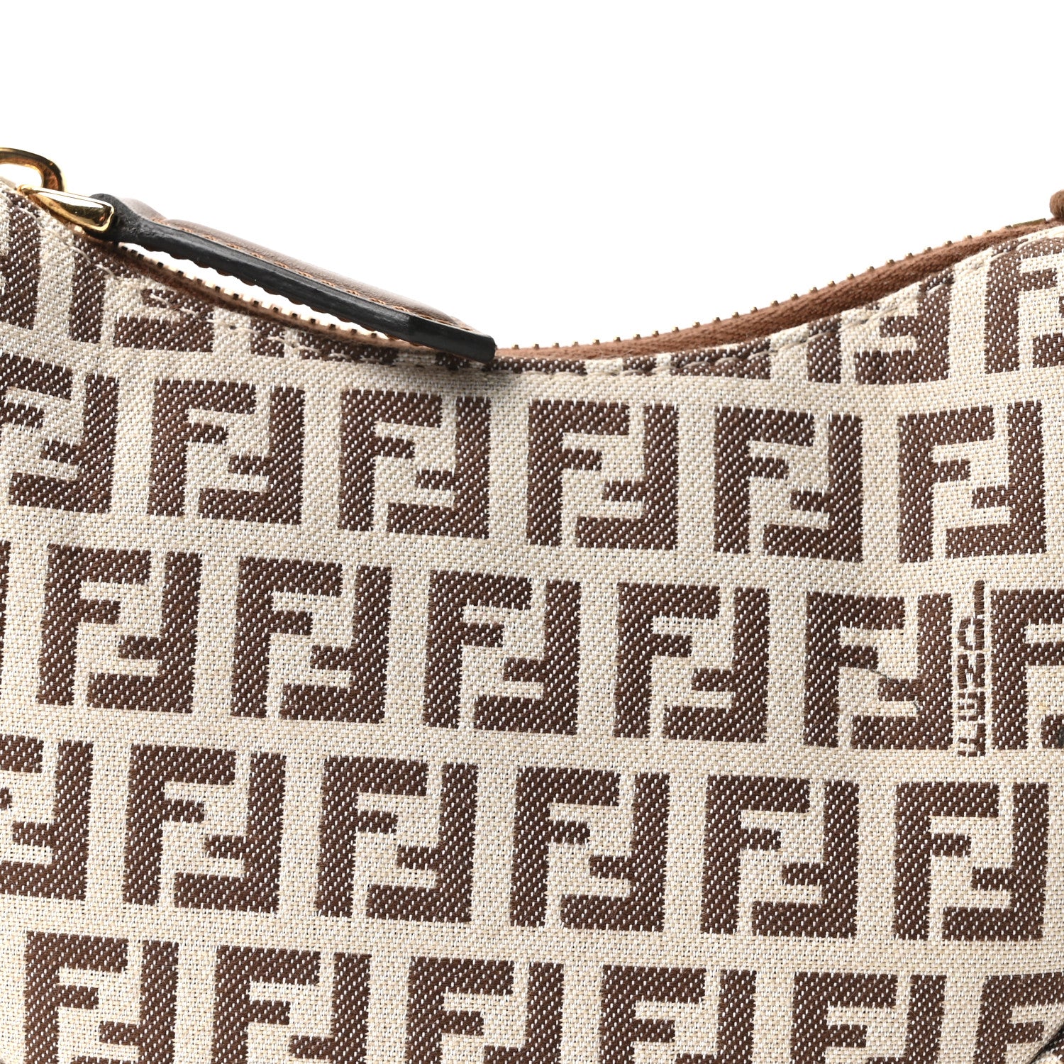 Fendi Fabric Jacquard FF 1974 Nano Fendigraphy Hobo Charm Beige 8 of 10