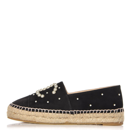 Chanel Suede Pearl CC Espadrilles 37 Black 1 of 12