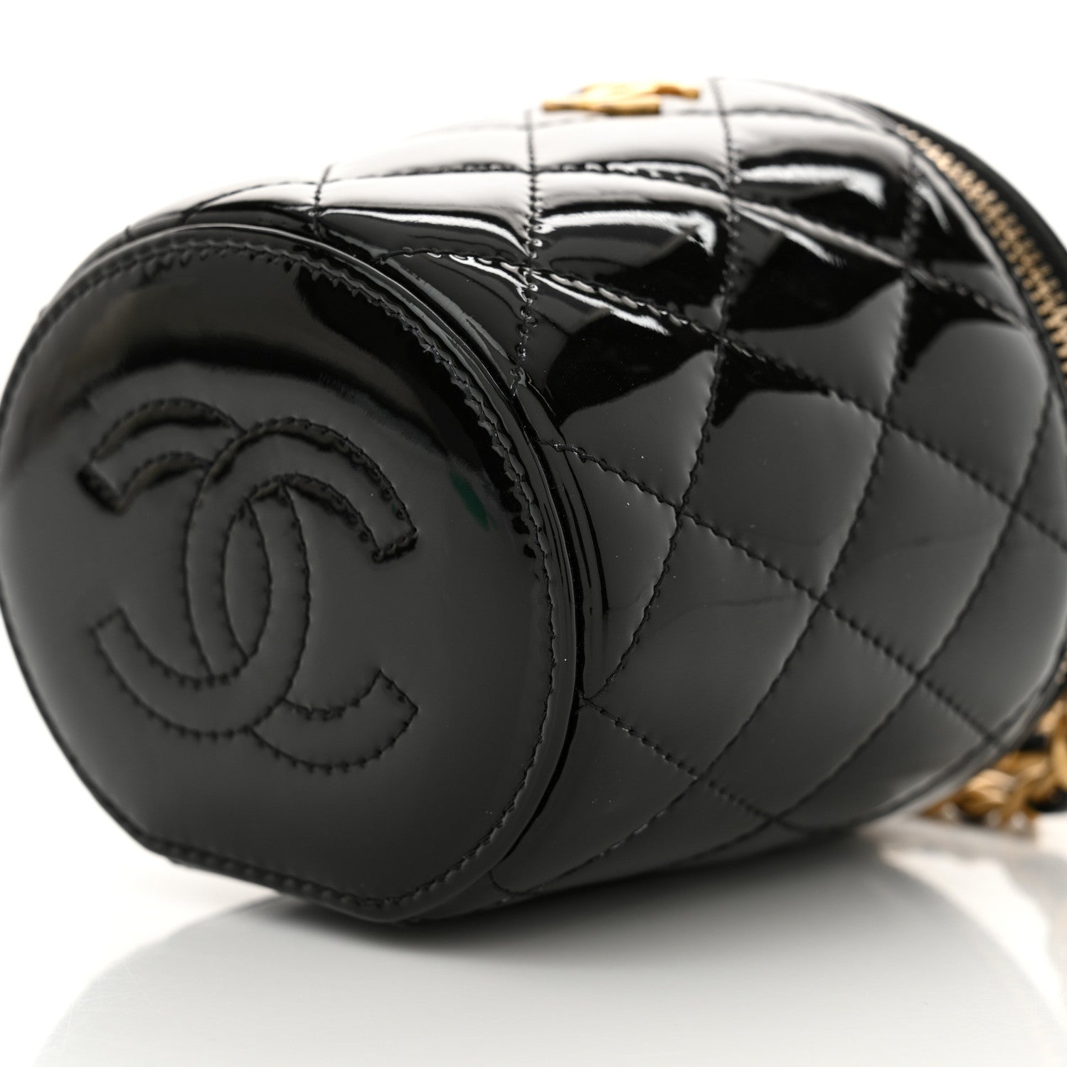 Chanel Patent Quilted Afternoon Tea Top Handle Vanity Case With Chain Black 10 of 11