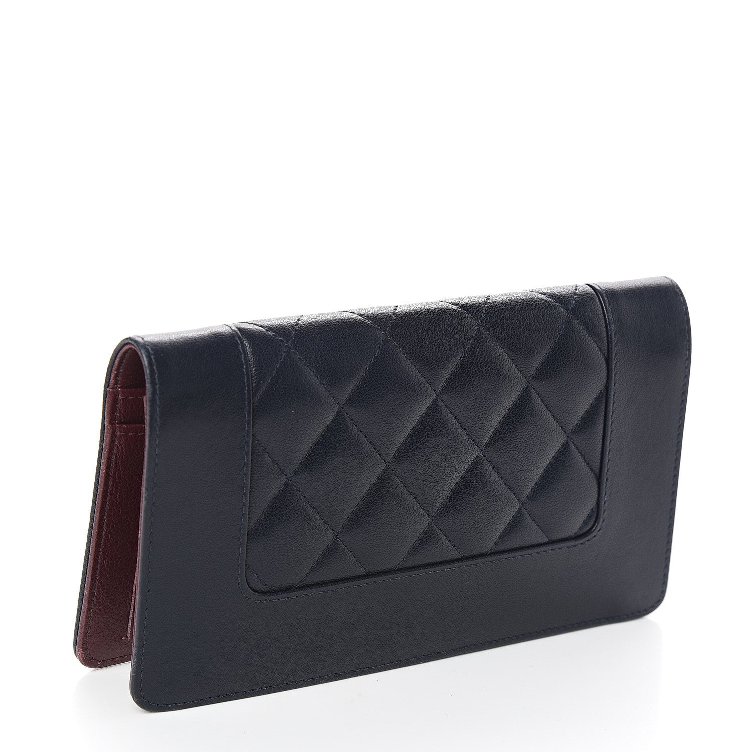 Chanel Sheepskin Quilted Mademoiselle Vintage Yen Wallet Navy 2 of 8