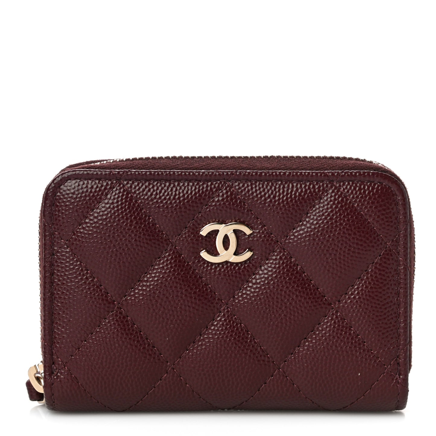 Caviar Quilted Zip Coin Purse Burgundy