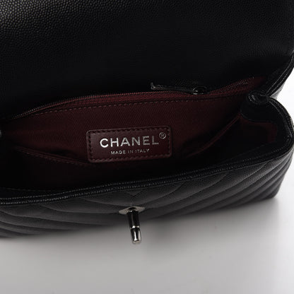 Chanel Caviar Chevron Quilted Mini Coco Handle Flap Black 9 of 11