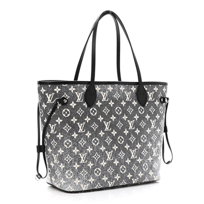 Louis Vuitton Denim Monogram Jacquard Neverfull MM Grey 4 of 10