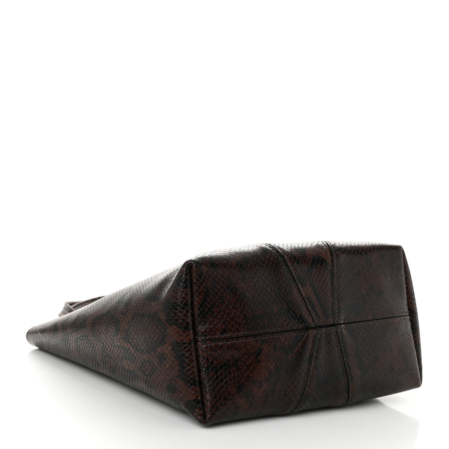 Chloe Goatskin Snakeskin Embossed Spin Tote Sooty Brown 4 of 10