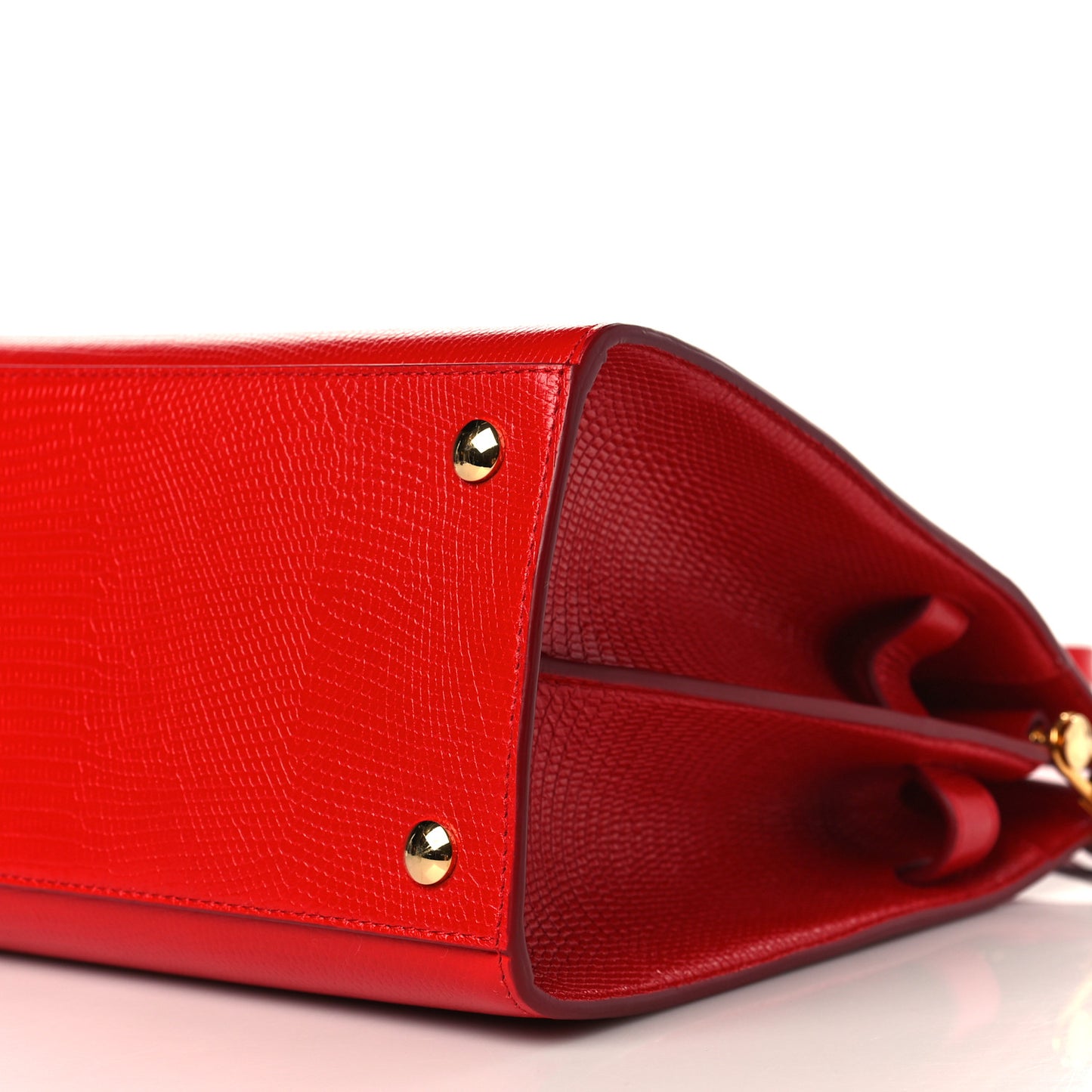 Calfskin Lizard Embossed Medium Title Tote Red
