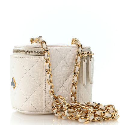 Chanel Caviar Quilted Enamel Coco Casino Mini Vanity Case With Chain White 3 of 11