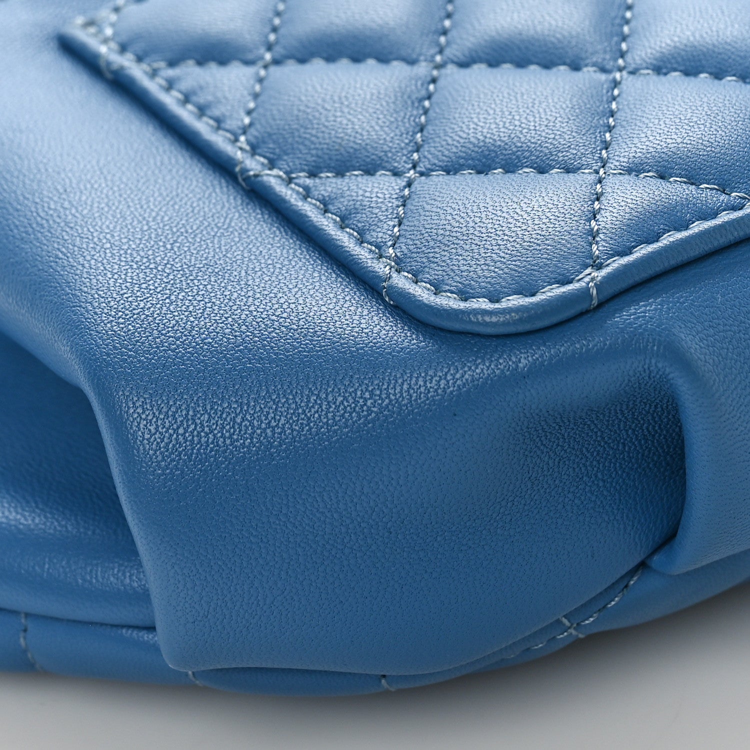 Chanel Crumpled Lambskin Quilted Waist Bag Fanny Pack Blue 8 of 9