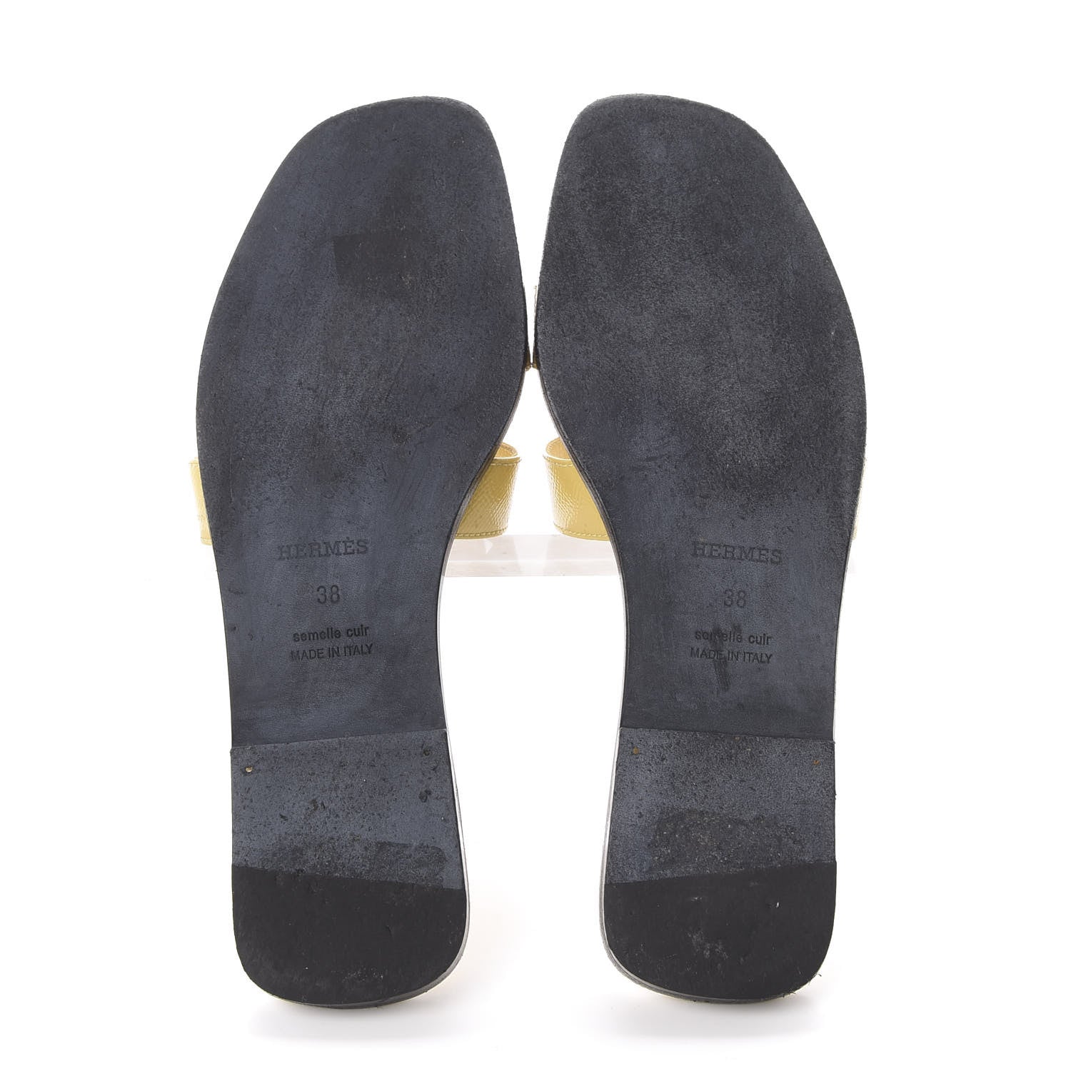 Hermes Patent Epsom Oran Sandals 38 Paille 7 of 7