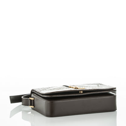 Saint Laurent Reptile Calfskin Embossed Medium Patchwork Animal Monogram Universite Bag Brown 5 of 8