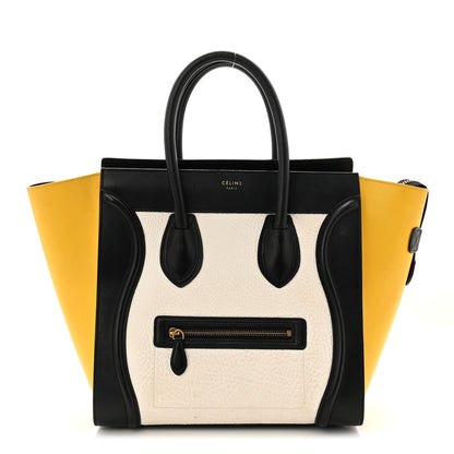 Celine Elephant Calfskin Mini Tri-Color Luggage Optic White Yellow 1 of 14