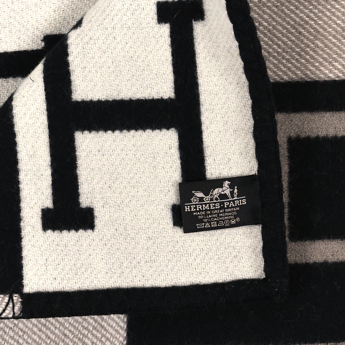 Wool Cashmere Avalon III Blanket Ecru Black