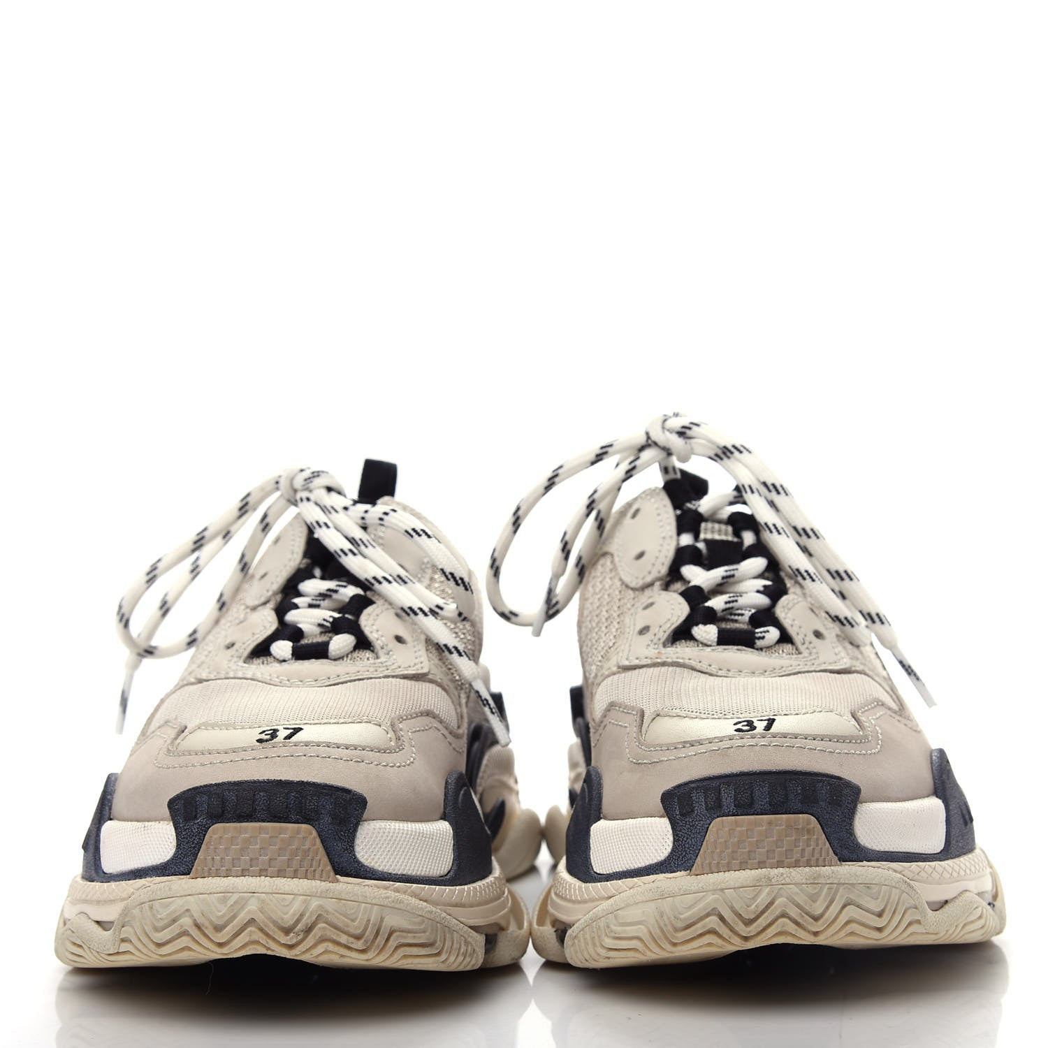 Balenciaga Fabric Mesh Womens Triple S Sneakers 37 Beige Black 2 of 10