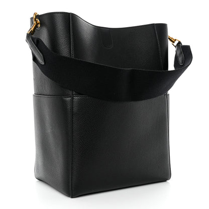 Celine Soft Grained Calfskin Sangle Bucket Bag Black 3 of 9