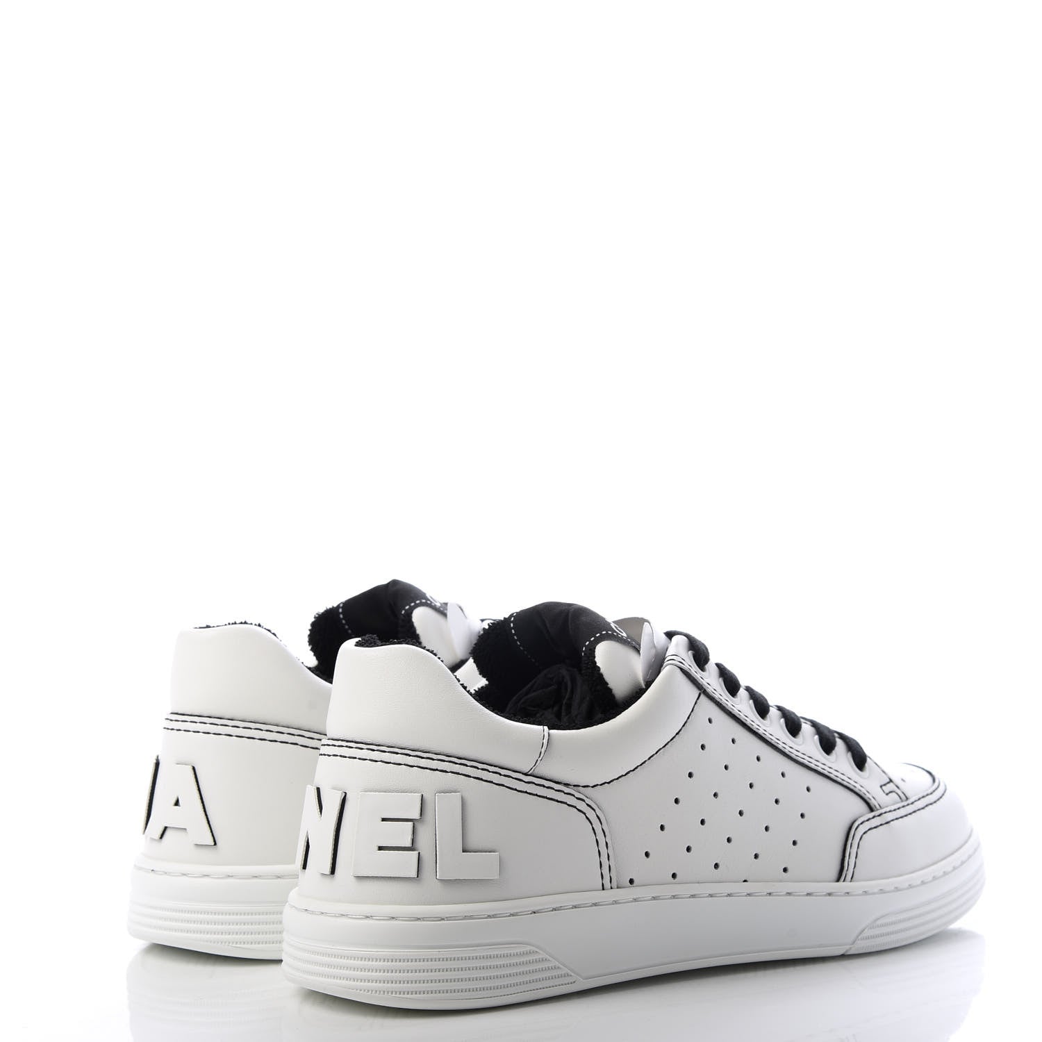 Chanel Calfskin Womens Logo Sneakers 38 White 4 of 11
