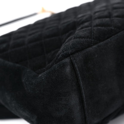 Saint Laurent Suede Mixed Matelasse Tri-Quilt Large Monogram Envelope Satchel Black 10 of 25