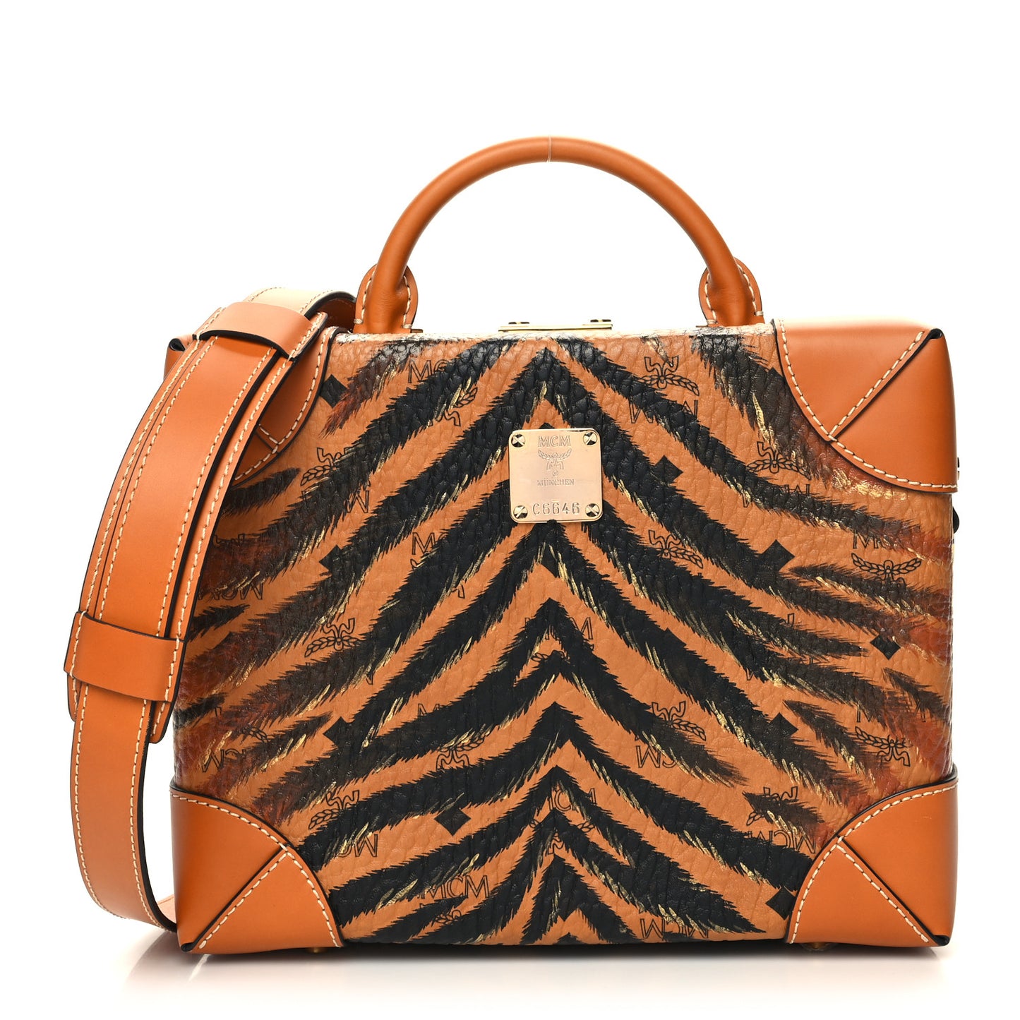 Visetos Tiger Marquage Medium Berlin Crossbody Cognac