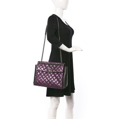 Chanel Metallic Calfskin Medium Lady Pearly Flap Dark Purple 2 of 16