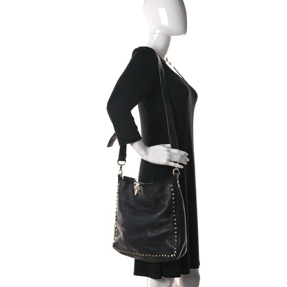 Valentino Garavani Pebbled Calfskin Large Rockstud Flip-Lock Messenger Bag Black 3 of 12