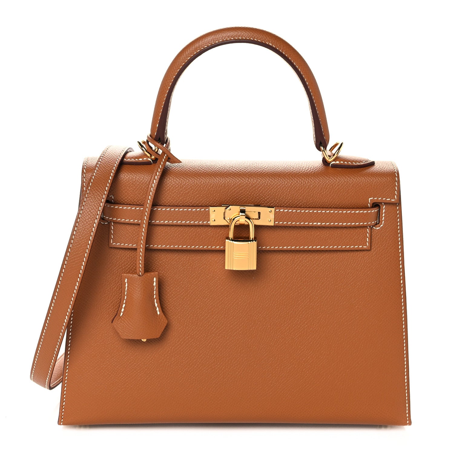 HERMES Epsom Kelly Sellier 25 in the color Gold by FASHIONPHILE