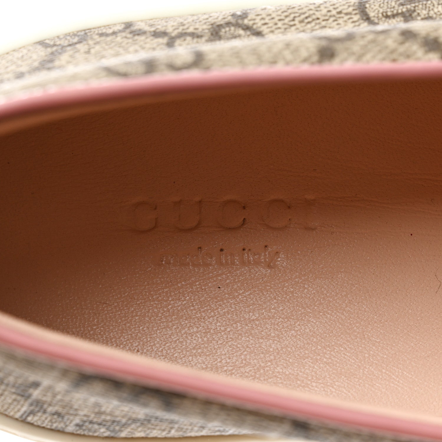 Gucci GG Supreme Monogram Womens Slip On Sneakers 35.5 Beige Ebony New Rosette Carmine Rose Sun Orange 7 of 9