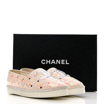 Chanel PVC Tweed CC Espadrilles 40 Coral White Transparent 9 of 9