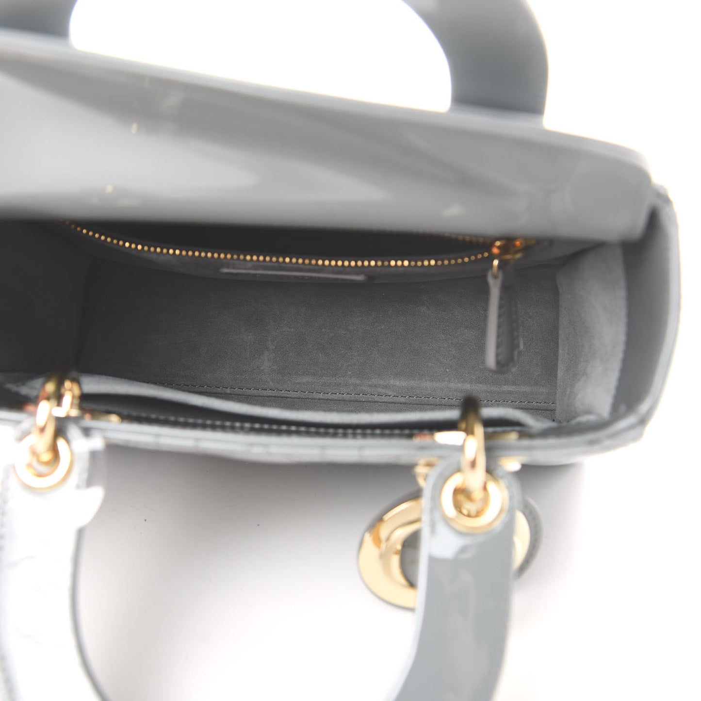 Patent Cannage Small Lady Dior Grey