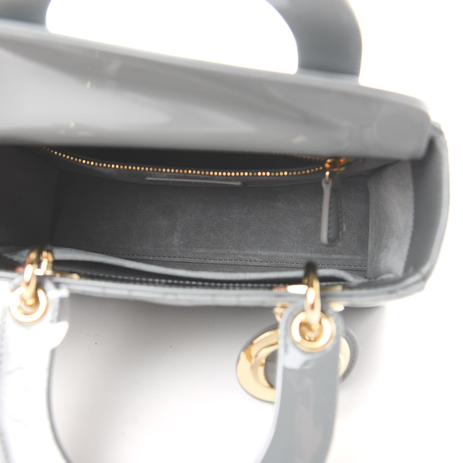 Christian Dior Patent Cannage Small Lady Dior Grey 5 of 10