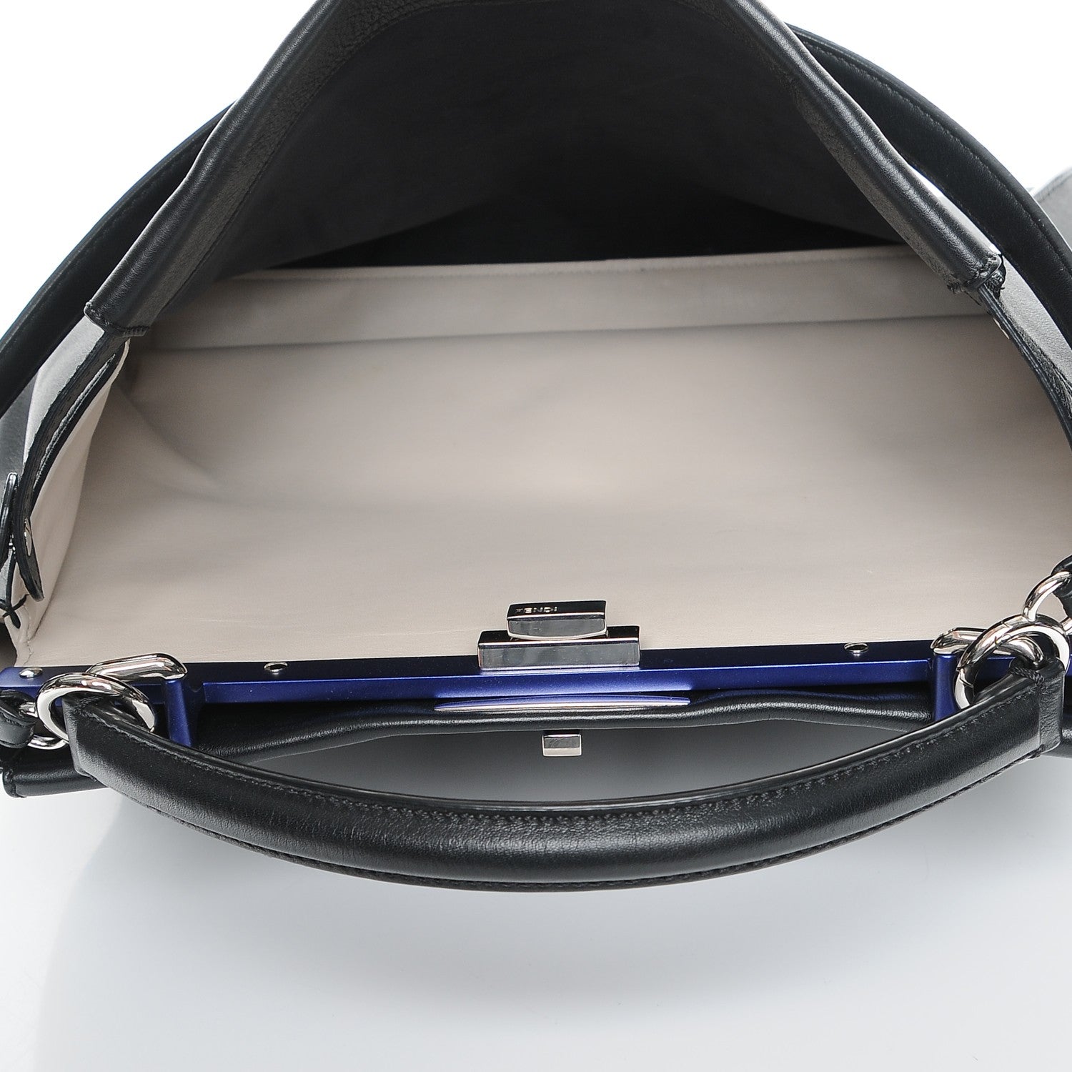 Fendi Vitello Dolce Shiny Nappa Large Peekaboo Iconic Satchel Black Camelia 5 of 8