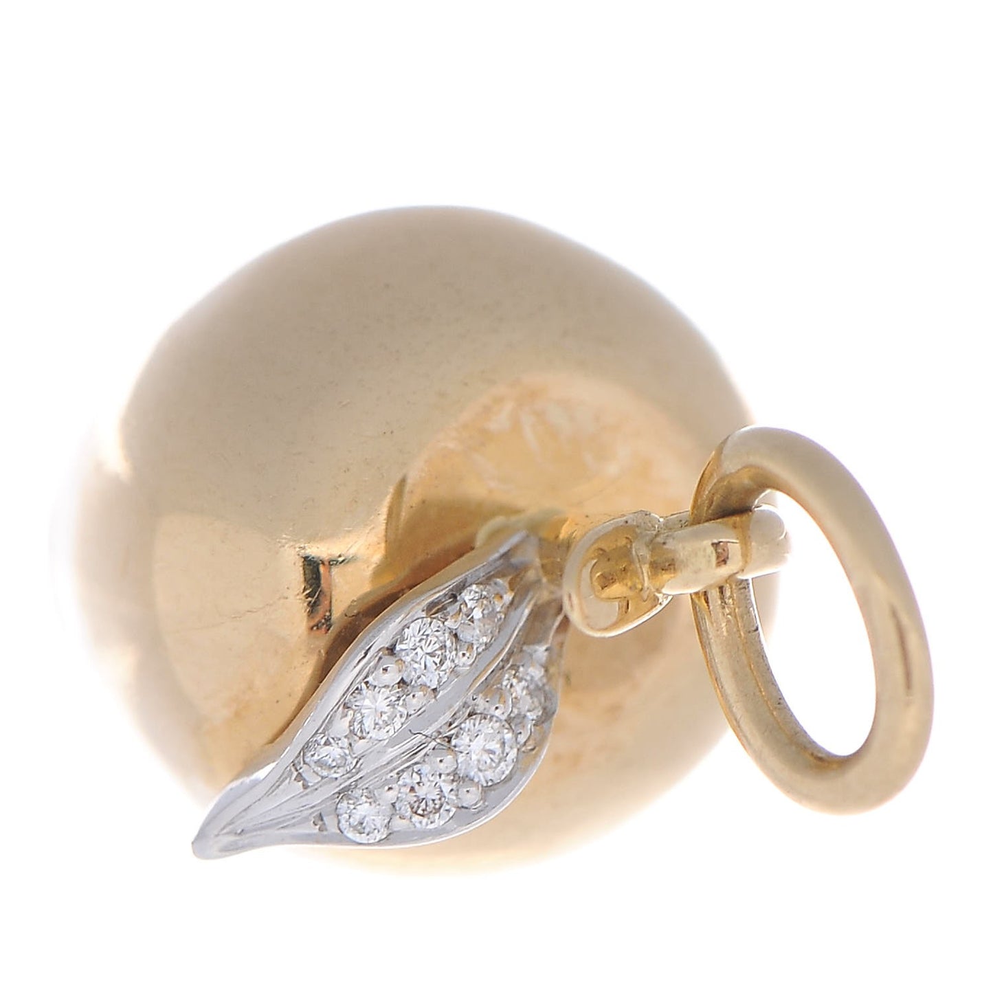 18K Yellow Gold Diamond Apple Charm