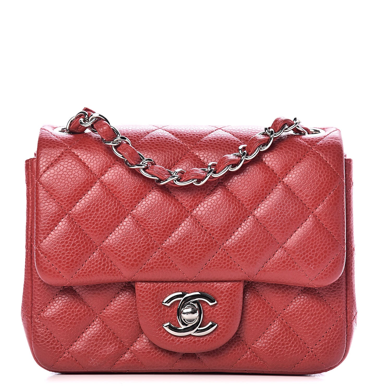 Chanel Caviar Quilted Mini Square Flap Red 1 of 12