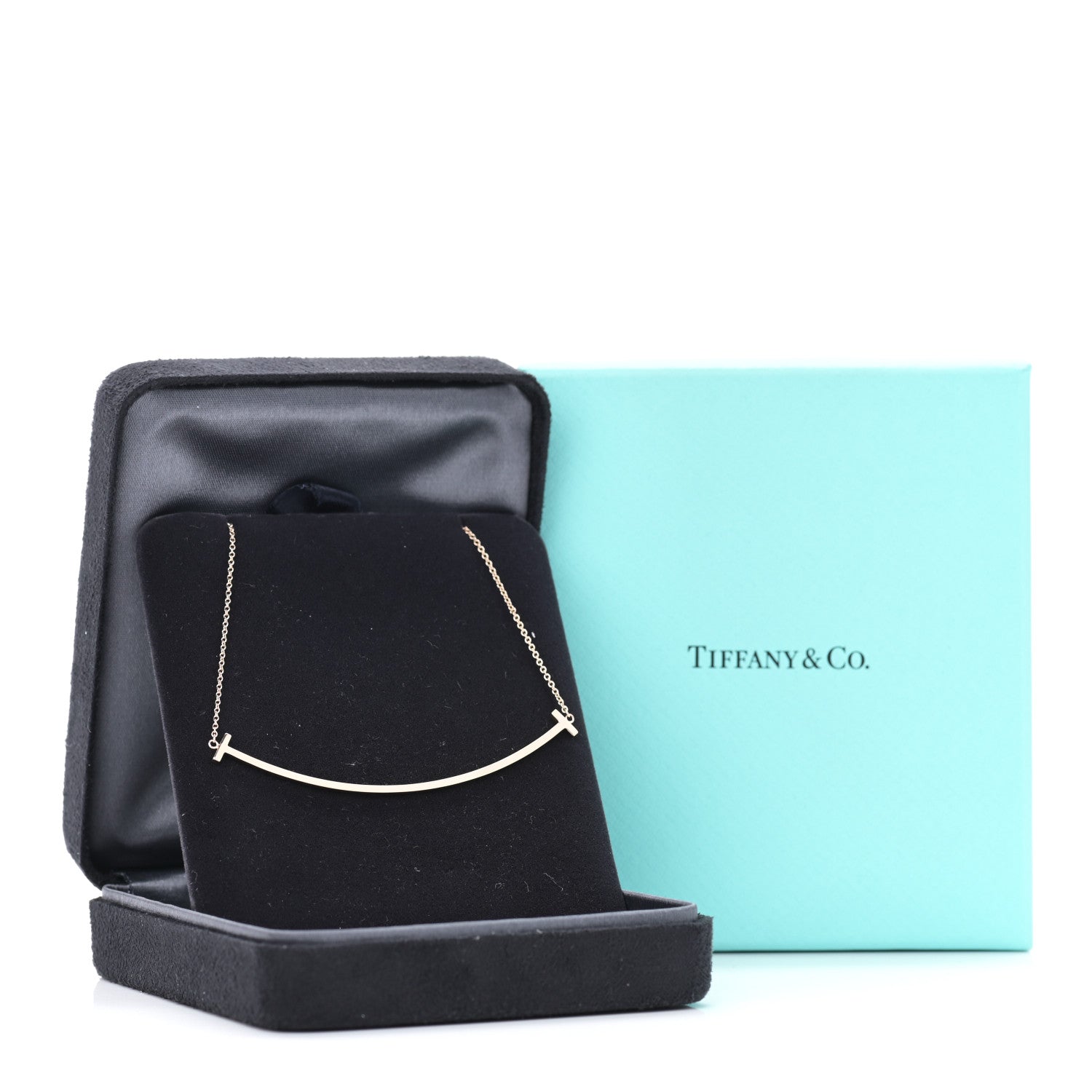 Tiffany 18K Rose Gold Large T Smile Pendant Necklace 6 of 6