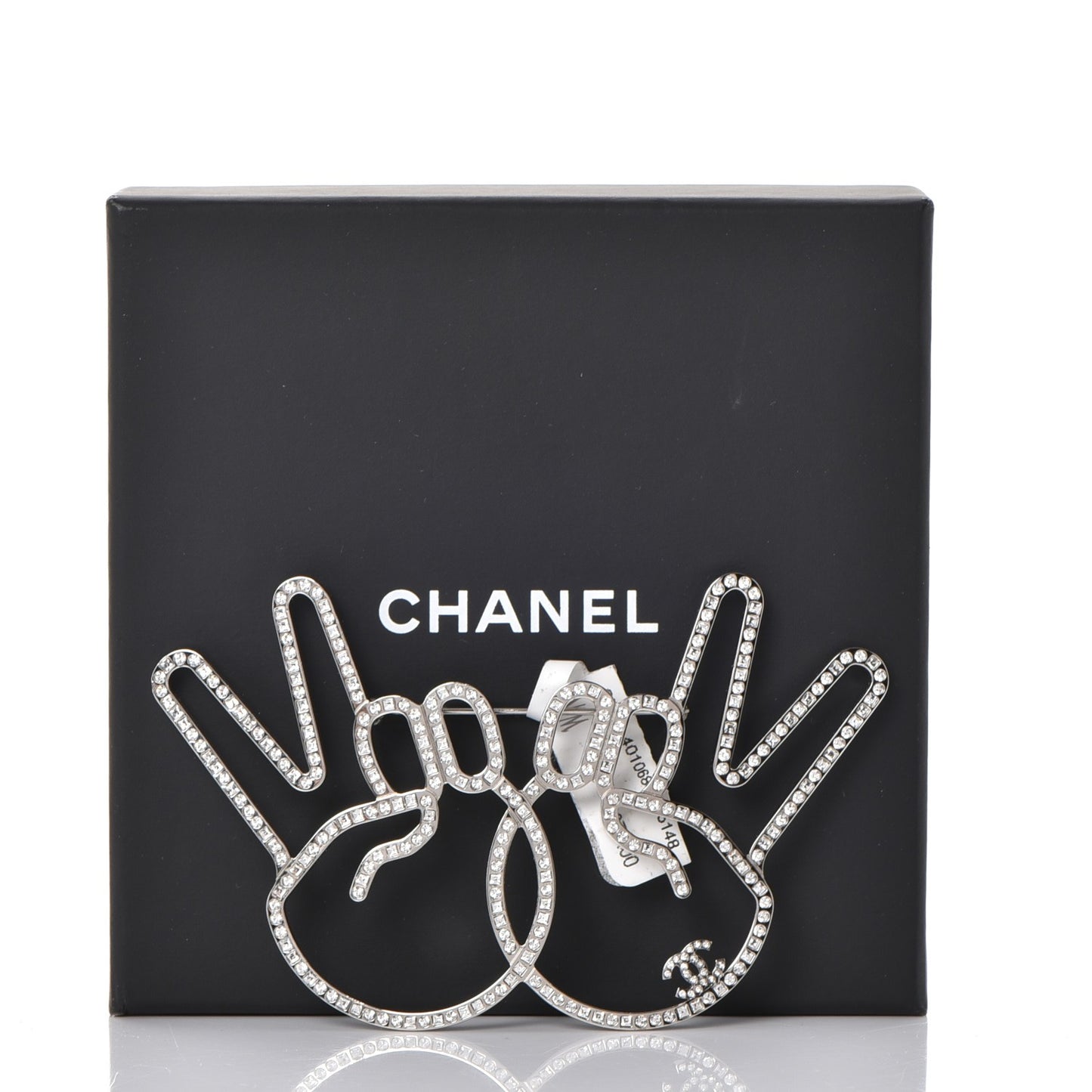 Strass Crystal Peace Sign Emoji Brooch Silver