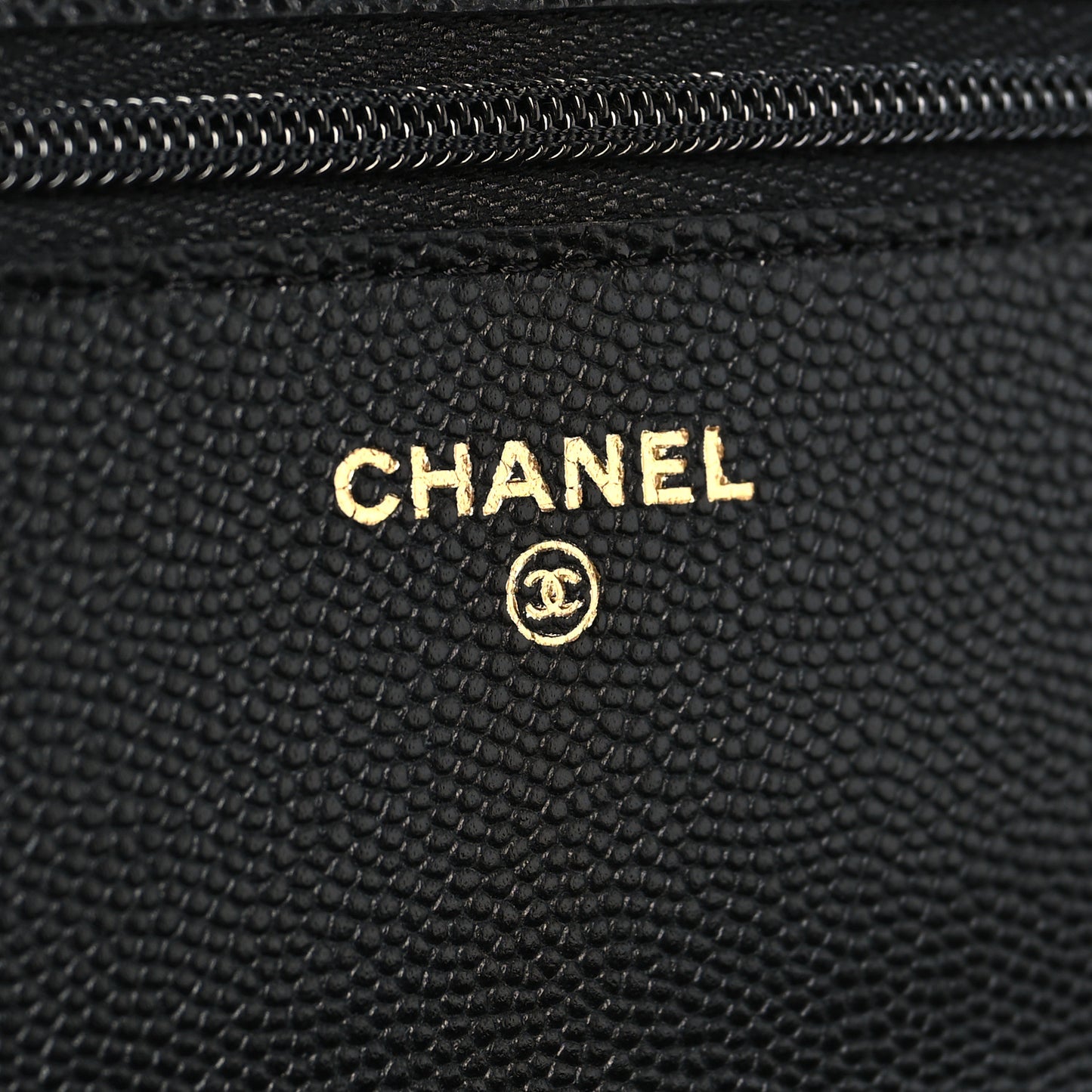 Caviar Quilted Enamel Coco Casino Wallet On Chain WOC Black
