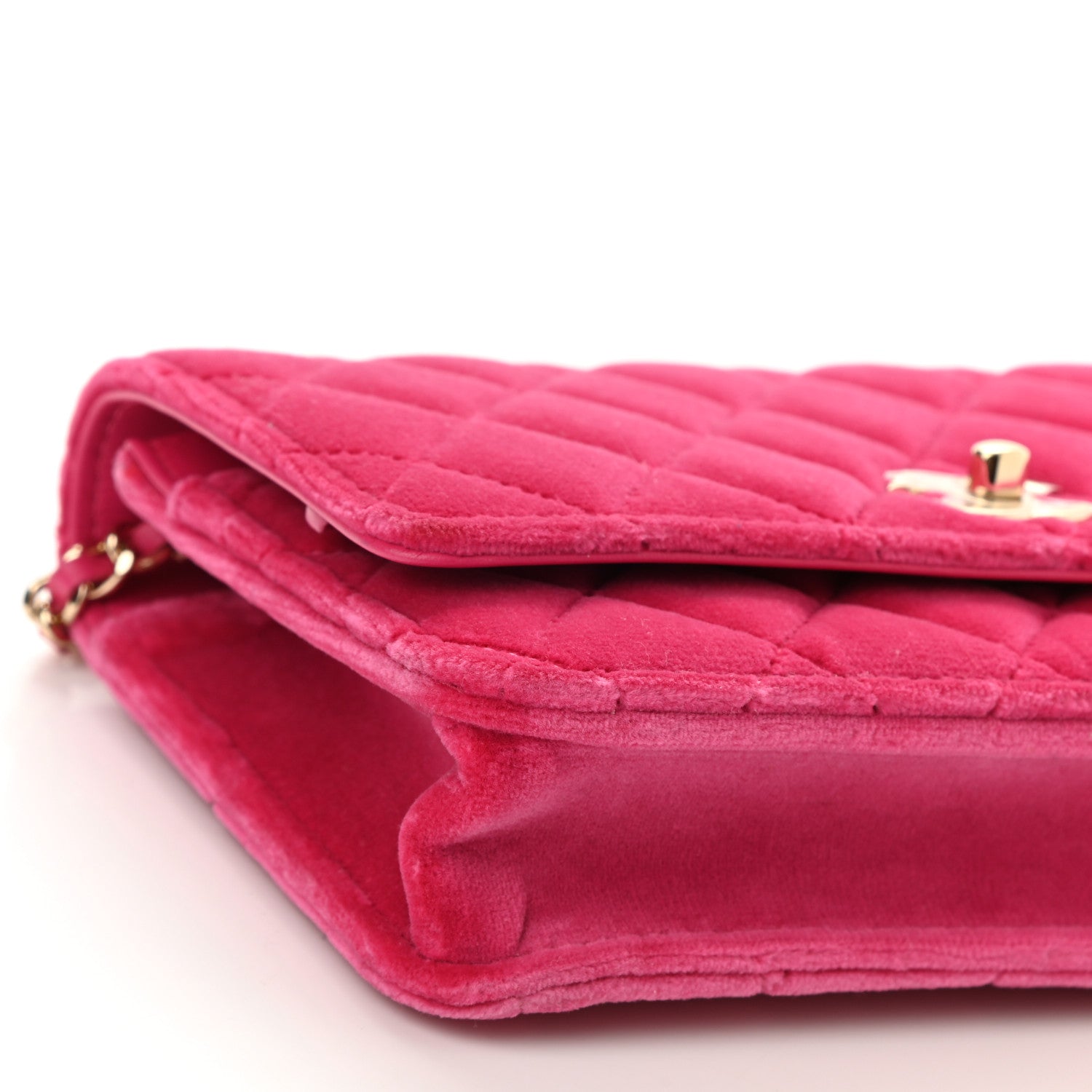 Chanel Velvet Quilted Pearl Crush Wallet On Chain WOC Pink 8 of 9