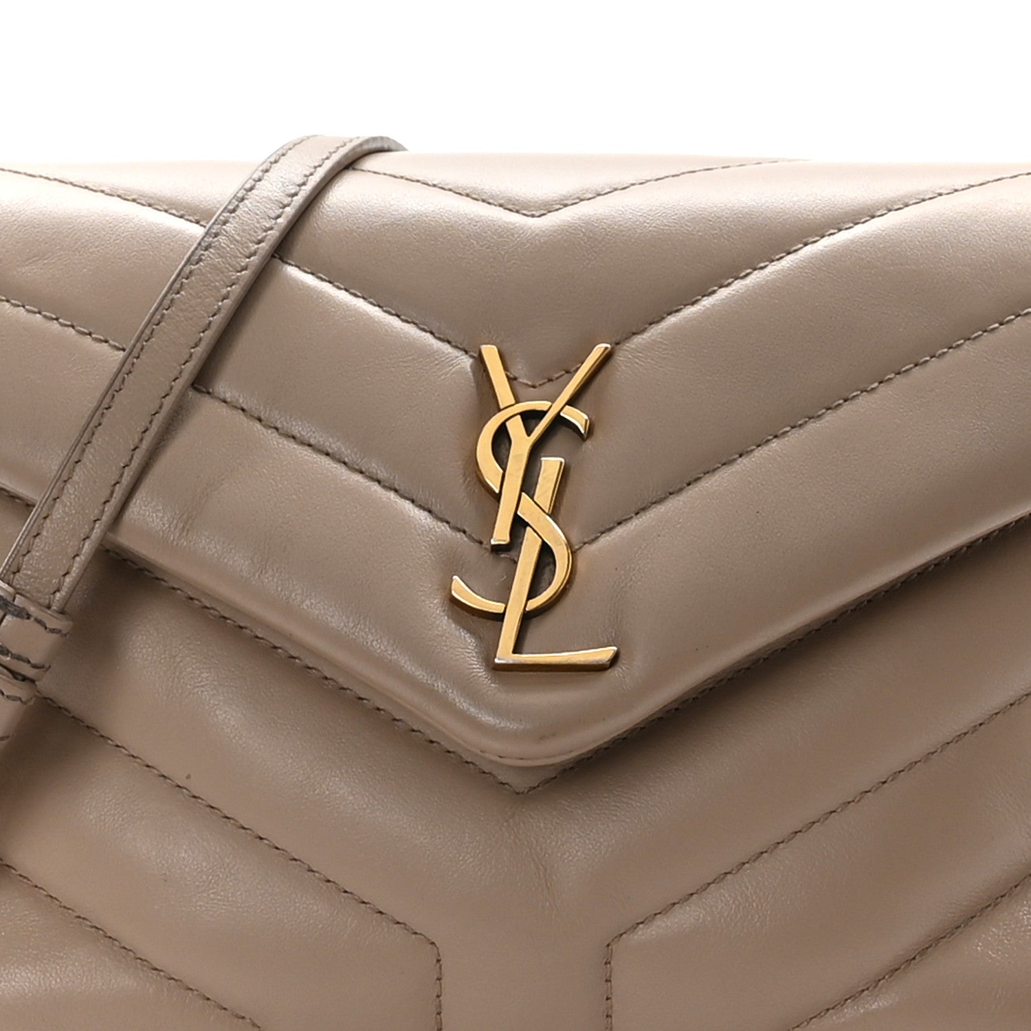 Saint Laurent Calfskin Y Quilted Monogram Toy Loulou Crossbody Bag Dark Beige 8 of 10