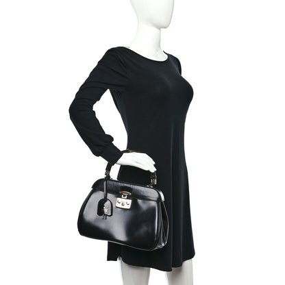 Gucci Regent Calfskin Bamboo Medium Lady Lock Top Handle Bag Black 2 of 10