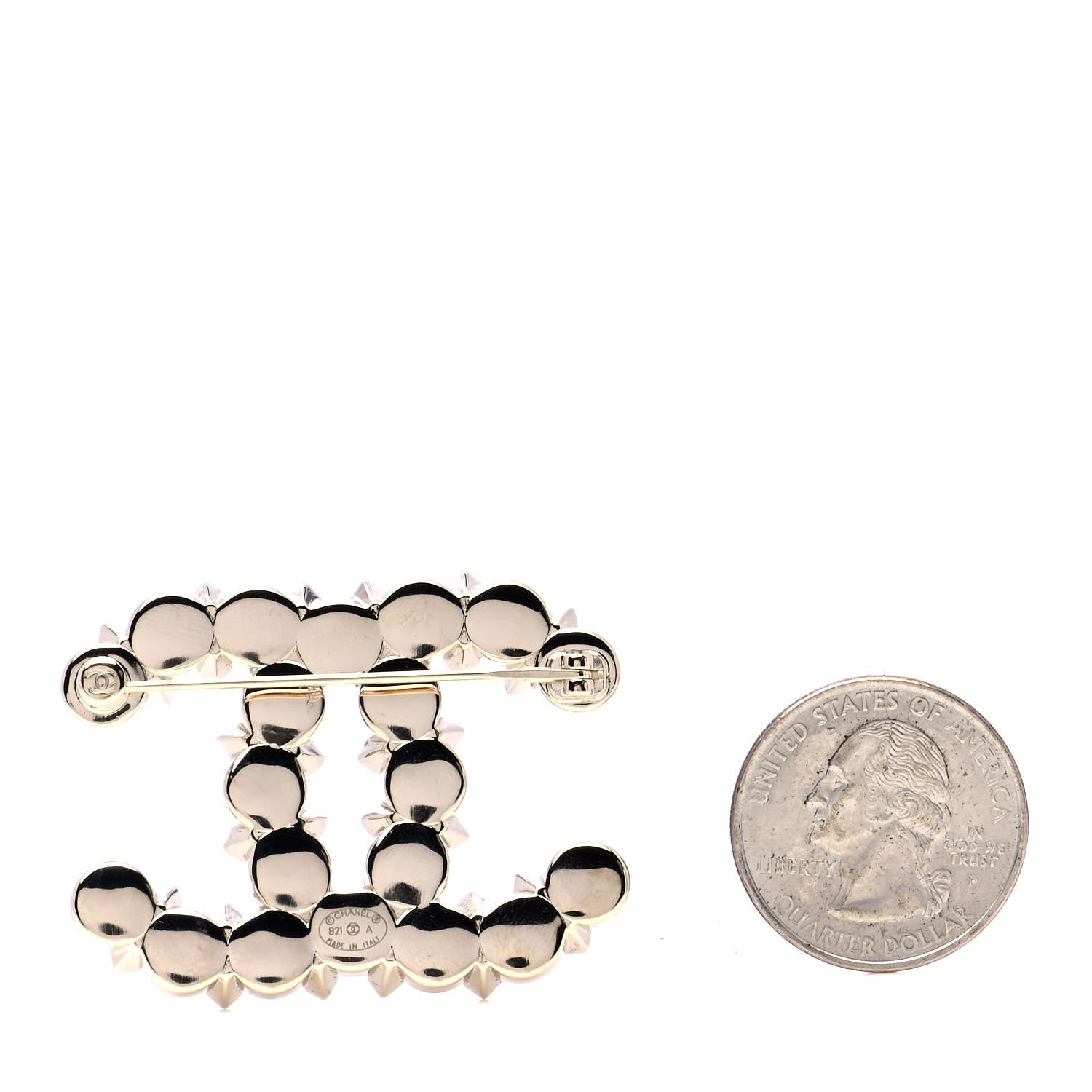 Chanel Crystal Pearl CC Brooch Gold 2 of 5
