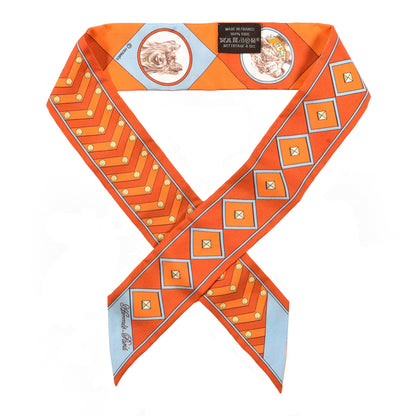Hermes Silk Colliers Et Chiens Twilly Potiron Orange Ciel 1 of 4